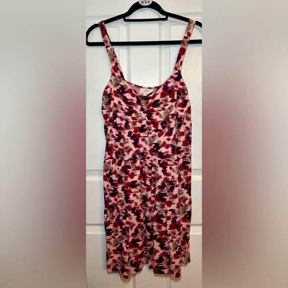 LOFT Elastic Waist Sleeveless Casual Dress- Pink/Purple/Tan Size Medium - Picture 1 of 5